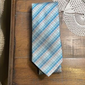 Geoffrey Beene Blue and Gray Checkered Tie